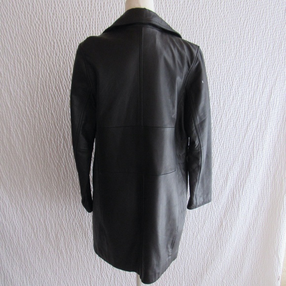 Y2K Lamb Leather Sleek Black Jacket Womens 7/8 S Patchwork Design Express - Picture 2 of 16